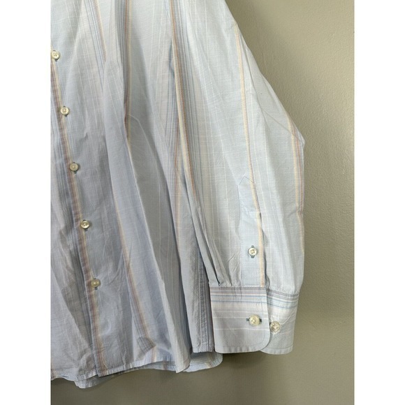 Tommy Bahama blue Stripe Button Collar Cotton Dress Shirt size large ***FLAW*** - Picture 6 of 14